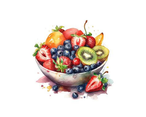 Fruit Salad Watercolor Clipart Png Etsy