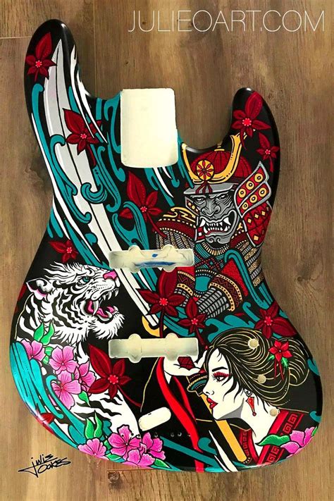 Custom Bass Guitar Paint For Jonas Reingold With Geisha Dragon