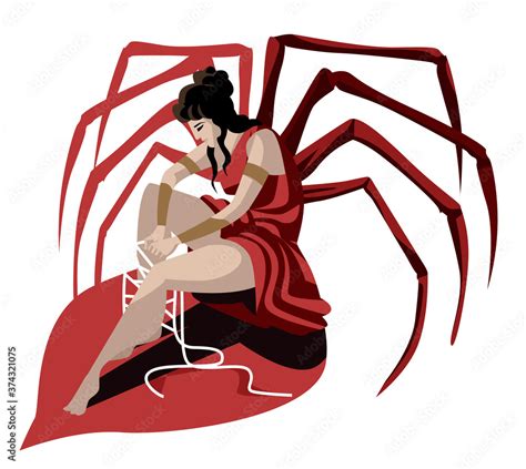 arachne greek spider mythology woman goddess Stock Vector | Adobe Stock