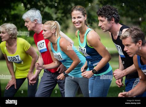 Marathon athletes on the starting line Stock Photo - Alamy