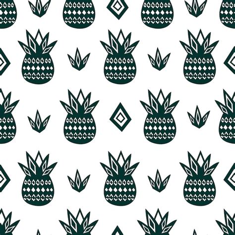 Premium Vector Seamless Pineapple Pattern Vector Illustration Black