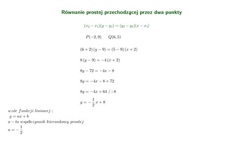 Współczynnik kierunkowy prostej przechodzącej przez punkty P 2 9 I Q