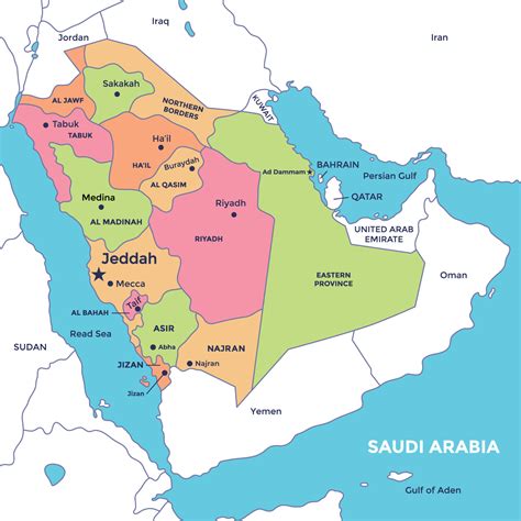 Detailed Saudi Arabia Map 21850749 Vector Art At Vecteezy