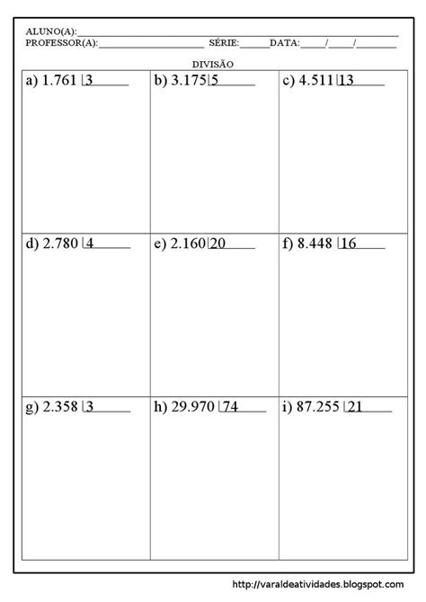 Exercicios De Divisão 2 Numeros Na Chave Cursos Grátis