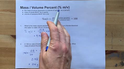 Calculate Mv Mass Volume Percent 2 Examples Youtube