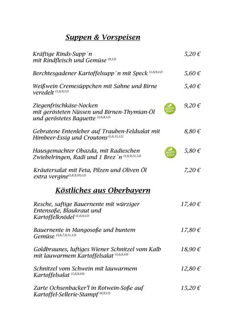 Speisekarte Von Bergh Tte Holzk Fer Restaurant Berchtesgaden