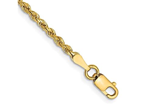 14k Yellow Gold 2mm Diamond Cut Rope With Lobster Clasp Chain