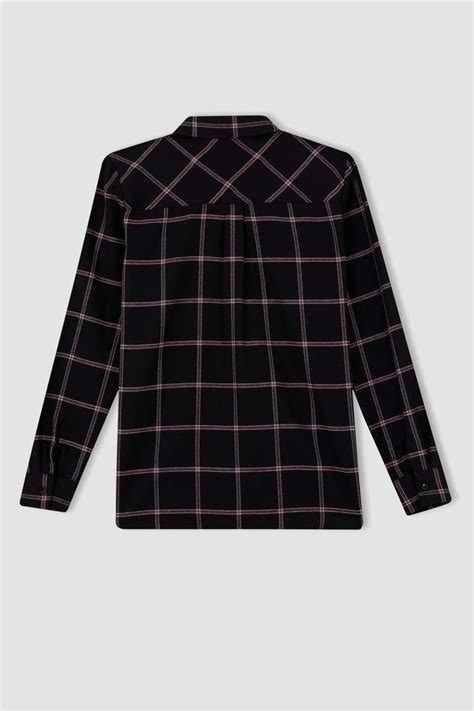 Black WOMAN Traditional Regular Fit Shirt Collar Long Sleeve Shirt