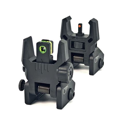 Foldable Iron Sights Flip Up Front And Rear Sight Fiber Optics Dual