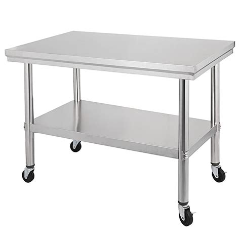 Olibelle X Cm Table De Travail Cuisine Roulettes En Acier