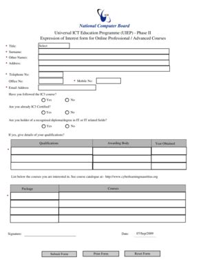 Fillable Online Eforms Gov UIEP Phase II Expression Of Interest