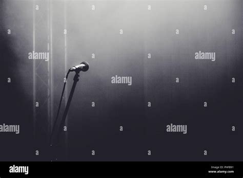 microphone on stage Stock Photo - Alamy