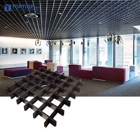 decor metal suspended open cell aluminum false ceiling design grid
