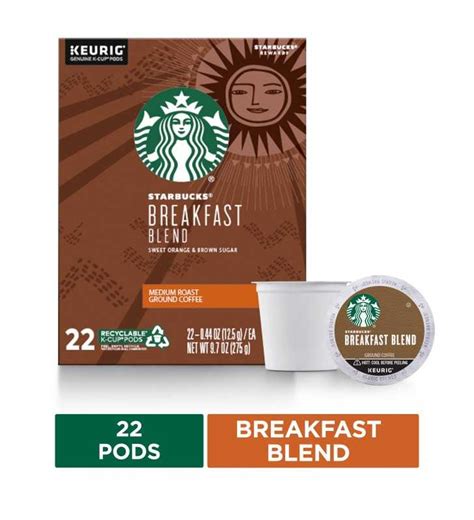 Starbucks Medium Roast K Cup Coffee Pods Breakfast Blend For Keurig