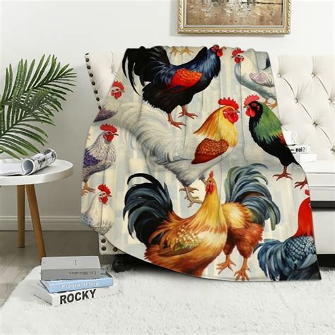 Nawypu Chicken Breed Collection Throw Blanket Hand Drawn Watercolor