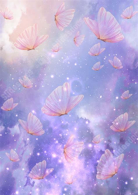 Abstract Glitter Cloud Light Effects On Butterflies Page Border ...