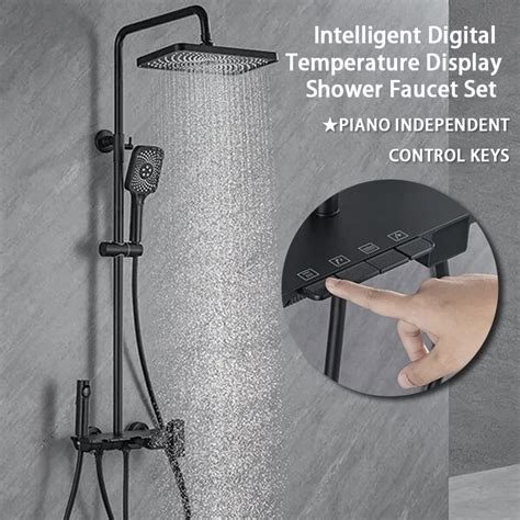 High Quality Shower Set Brass Intelligent Digital Temperature Display Hot Cold Water Mixer Wall