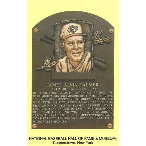 Jim Palmer Baseball Hall Of Fame Plaque Postcard