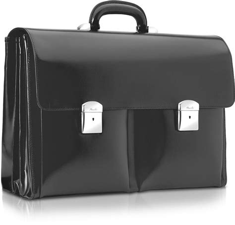 Pineider 1949 Black Calfskin Triple Gusset Briefcase Mens Bags Work Bags Briefcase