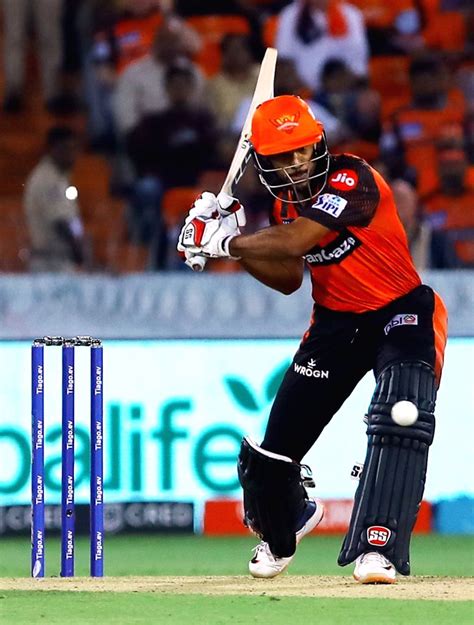 Hyderabad Srh Batsman Mayank Agarwal Plays A Shot