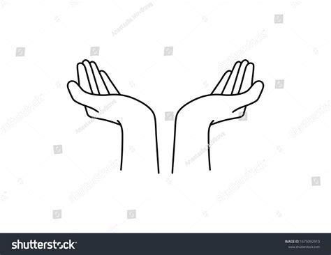 Holding Hands Gestures Vector Outline Illustration Stock Vector ...