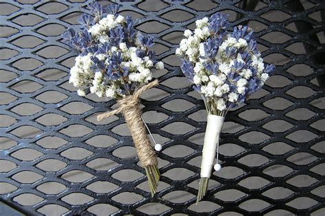 Wedding Lavender And Baby S Breath Boutonnieres Dried Etsy Canada