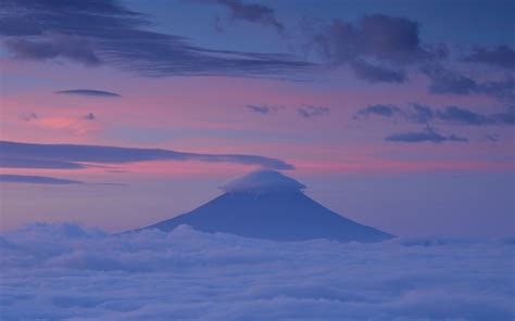 Japan Landscape Mountains Sunset Sea Mount Fuji Asia Nature Sky