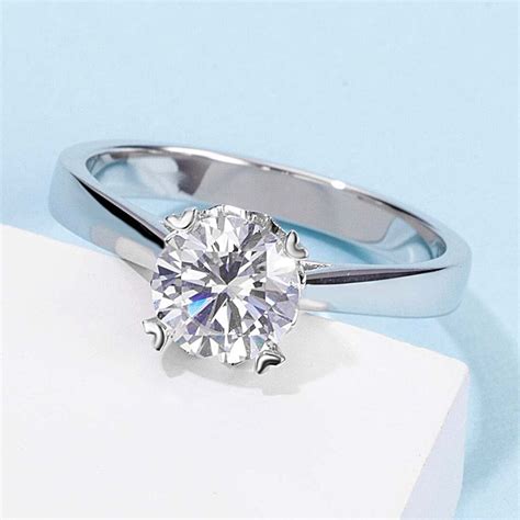 Ct Mm Moissanite Sterling Silver Ring With Gdtc Certificate