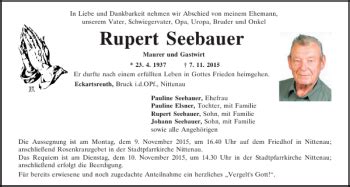 Traueranzeigen Von Rupert Seebauer Mittelbayerische Trauer