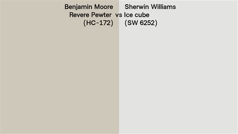 Benjamin Moore Revere Pewter Hc 172 Vs Sherwin Williams Ice Cube Sw 6252 Side By Side Comparison