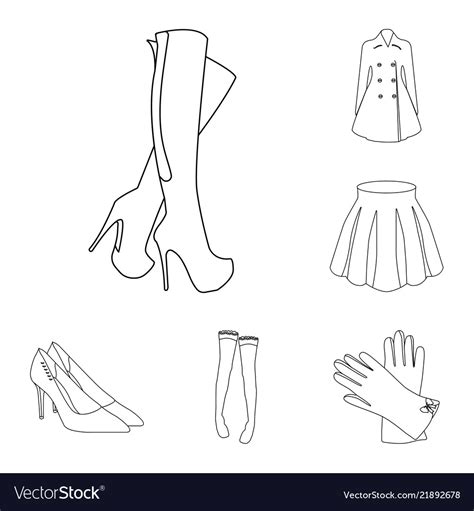 Women S Clothing Outline Icons In Set Collection Vector Image