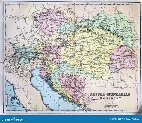 Antique Map Of Austro Hungarian Empire Stock Image Image Of Century