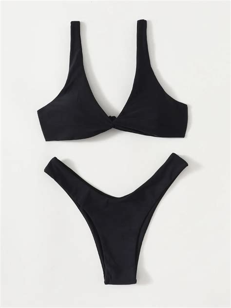 Yeni Seksi Bikini Katı Kravat Bikini 2022 Yastıklı Sütyen Yüksek Bacak