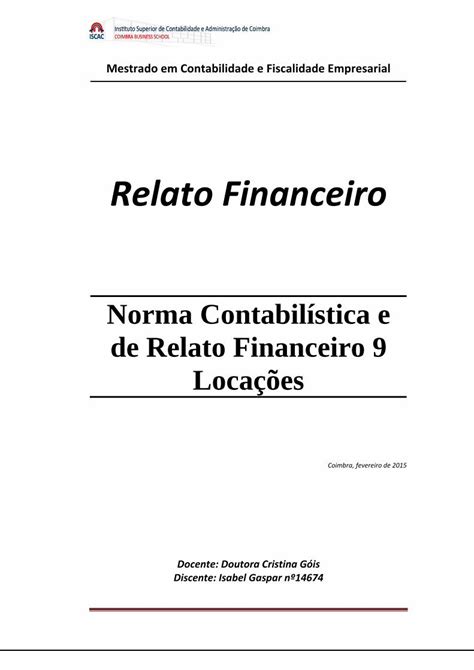 norma contabilistica  de relato financeiro  norma