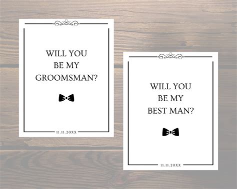 Will You Be My Groomsman Card Template Groomsmen Proposal Card Editable Groomsman Proposal