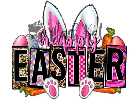 Happy Easter Bunny Sublimation Transfer Mad Kat Custom Designs Llc