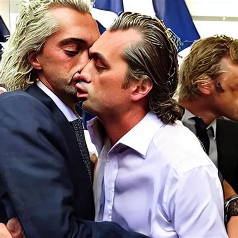 Geert Wilders Kissing Thierry Baudet With Tongue Stable Diffusion