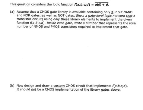 Solved This Question Considers The Logic Function F A B C D Chegg