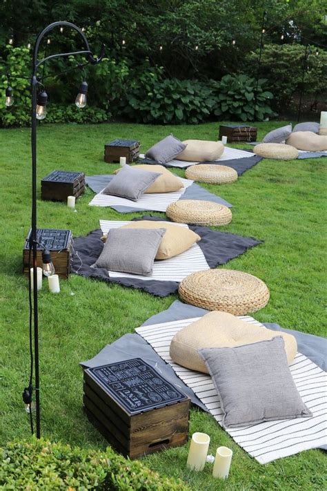 Movie Night — Dream And Party Movie Night Seating Backyard Party Backyard Movie Night Party