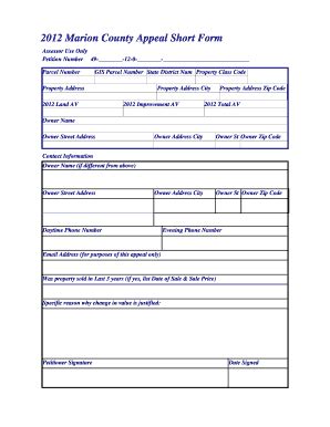 Fillable Online Indy Marion County Short Form Indy Fax Email Print