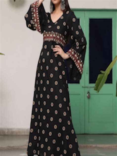 Buy Rustorange Women Black Ethnic Motifs Maxi Dress Dresses For Women