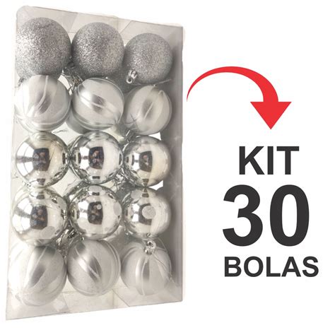 Kit Bolas Enfeite De Natal Gliter Decora O Rvore Pinheiro Natalino