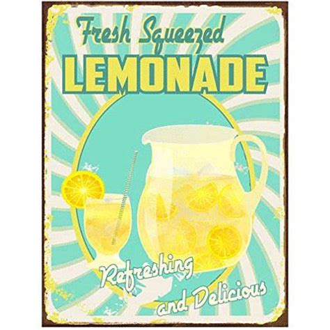 Fresh Squeezed Lemonade Metal Sign Retro Diner Decor Cafe Decor