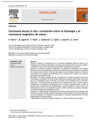 Carcinoma Ductal In Situ Correlaci N Entre La Histolog A Y La