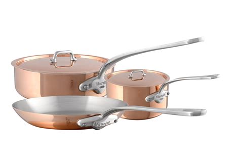 Mauviel M'150 S 5-Piece Cookware Set With Cast Stainless Steel Handles ...