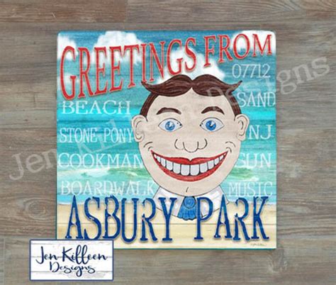 Greetings From Asbury Park New Jersey Wall Decor With Tillie | Etsy