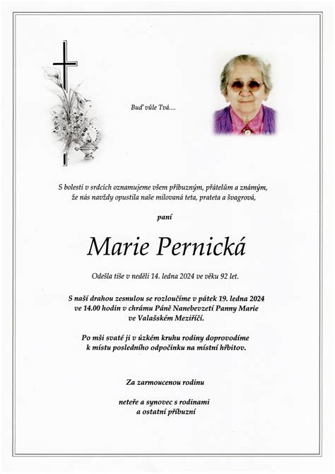 Paní Marie Pernická | smutecnioznameni.eu