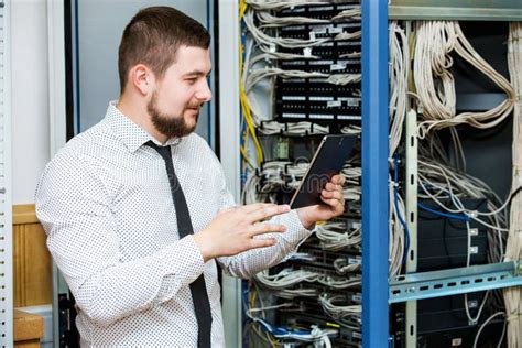 It Administrator At The Server Stock Photo Image Of Cluster Cloud