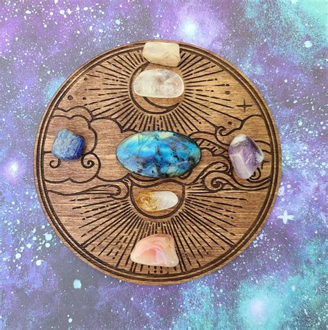 6 Sun And Moon Wooden Crystal Grid Board Lasercut Birch Etsy