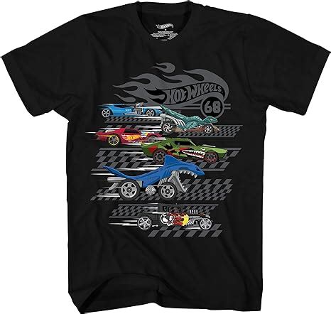 Hot Wheels Playera De Manga Corta Para Ni Os Camisa De Coches Negro Large Amazon